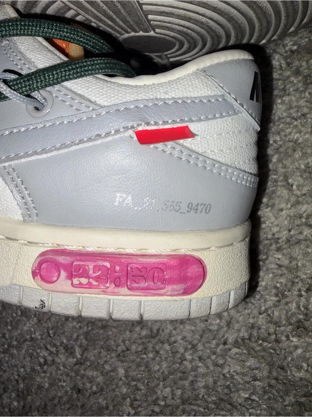 Nike Off-White Dunk Low Lot 22 of 50 Sail Grey DM1602-123 Size 5.5W / 4Y Auth